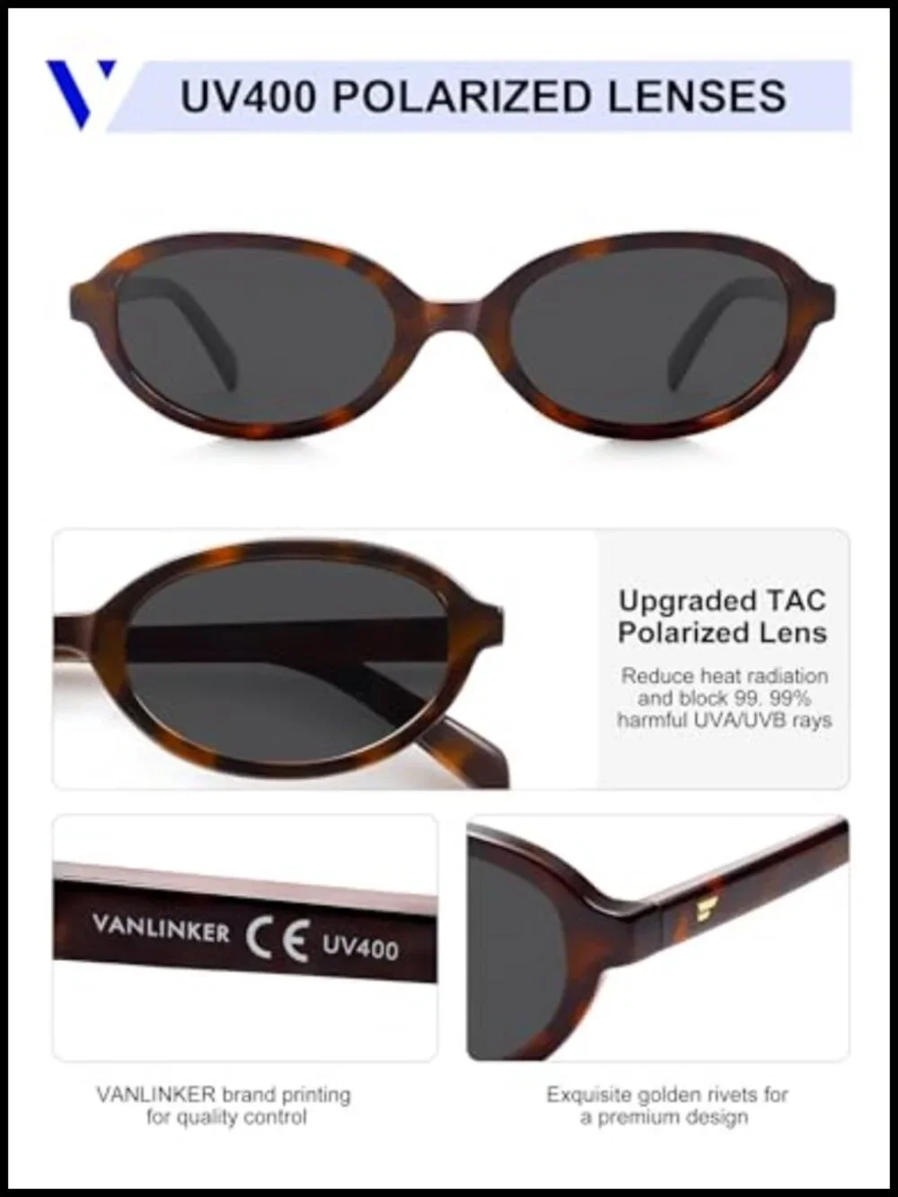 Retro Oval Polarized Sunglasses for Women Narrow 90s Trendy Y2k